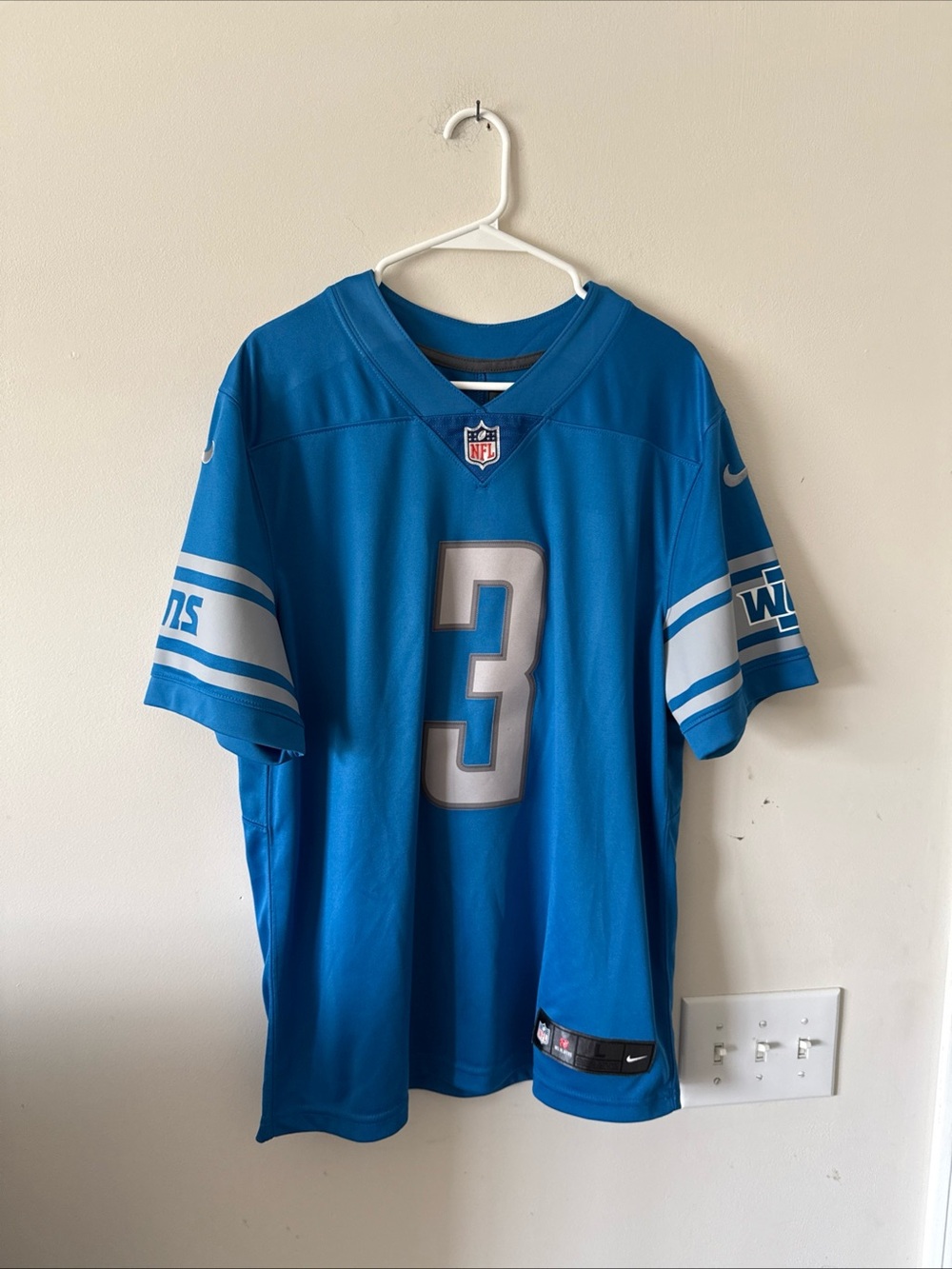 Men’s Nike Custom Brown #3 Detroit Lions Vapor Lmtd NFL Jersey Sz L - Blue RARE
